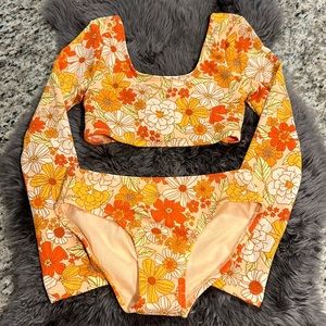 Girls Art Class Retro Floral Bikini Size Small (6/7)